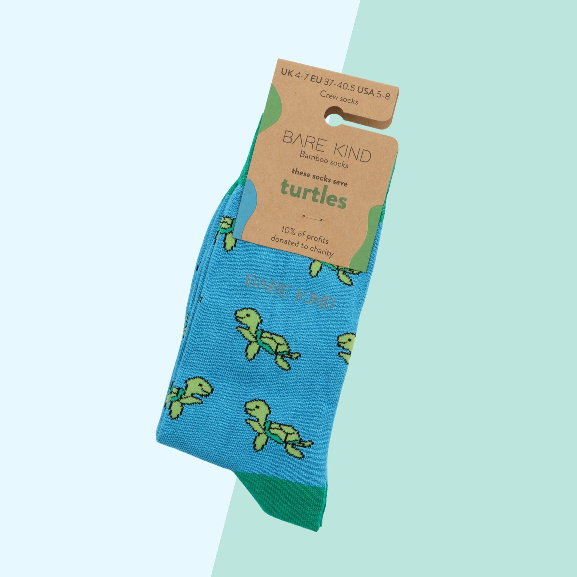 Bare Kind Socks - Vente Chaussettes – unisexe - Chaussettes Tortue en Bambou bleu aqua | Collection Océan1