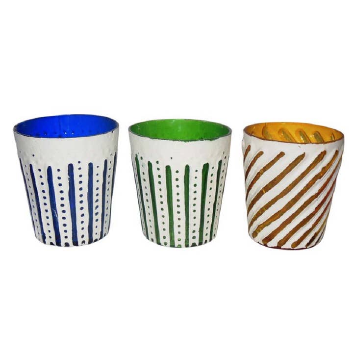 Glass S/3 Clear Votives Wht Wsh 3In- A - A for wholesale by BIDKhome