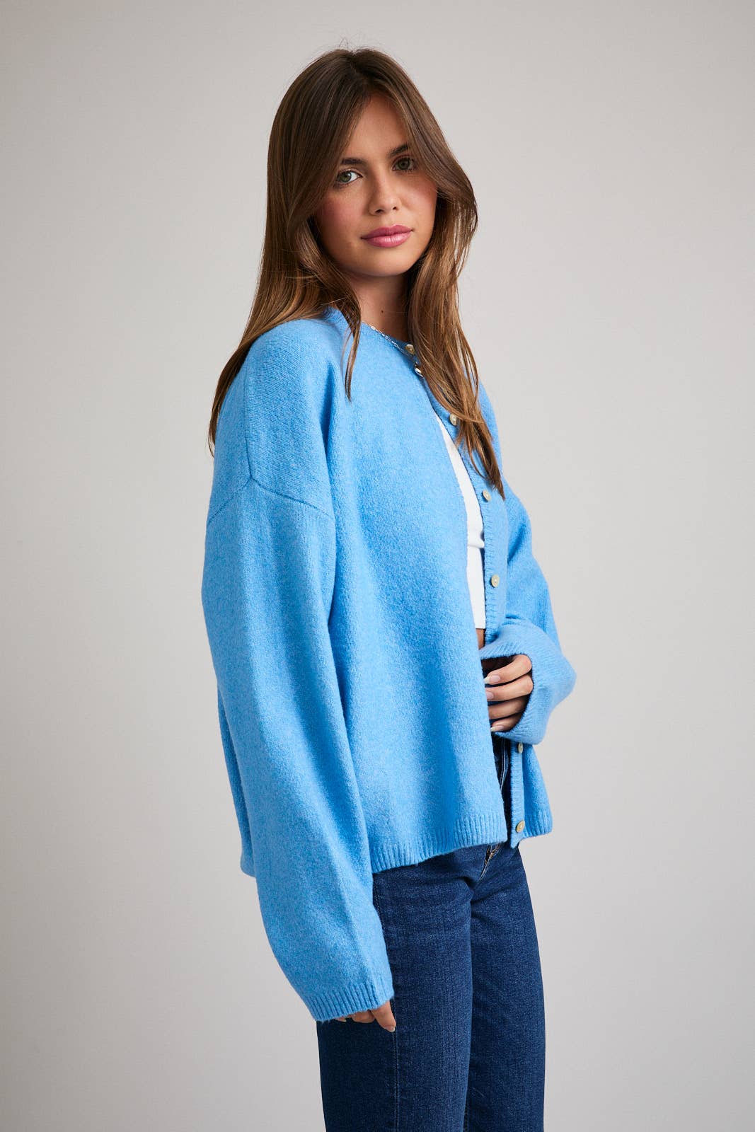 LE LIS - Wholesale Cardigan - Women's - LONG SLEEVE CREW NECK SWEATER CARDIGAN8