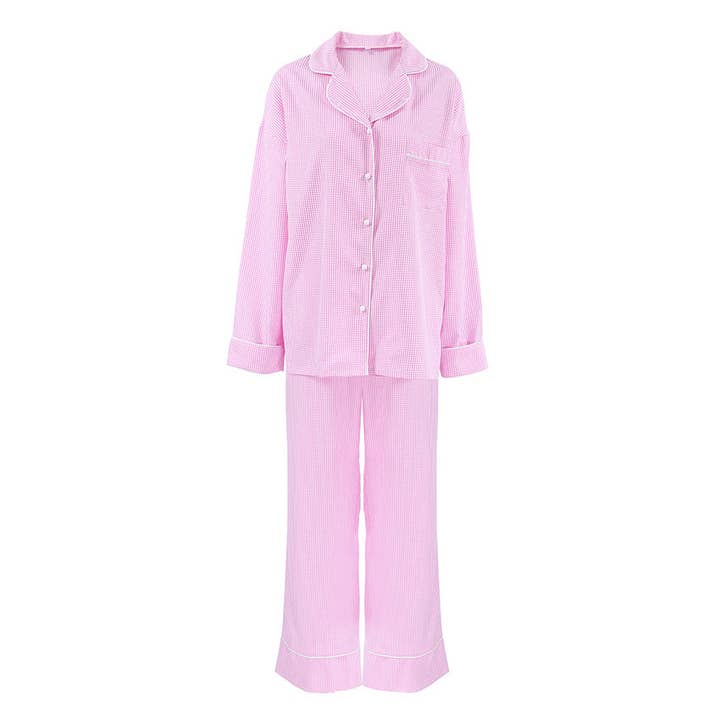Dipped Shop - Wholesale Sleepwear Set - Women's - Color Block Plaid Loungewear Pajamas Set DP25F8732