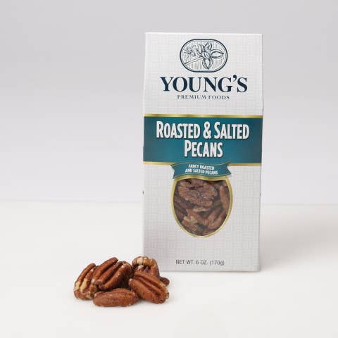 Roasted & Salted Pecans 6 oz Box for wholesale by Young’s Premium Foods