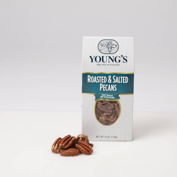 Roasted & Salted Pecans 6 oz Box for wholesale by Young’s Premium Foods