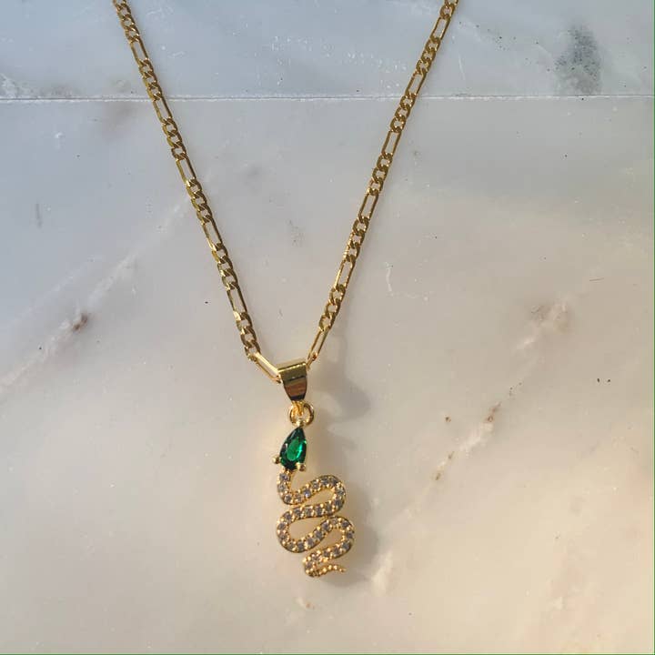 For Your Love Emerald Snake Necklace for wholesale by House of Au.ORA
