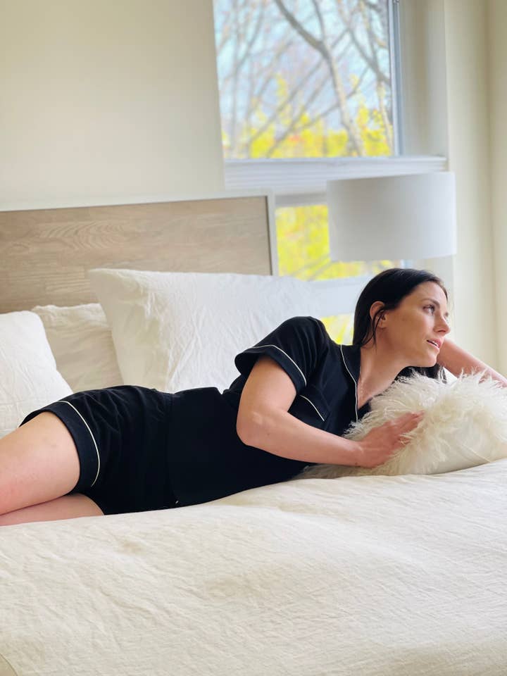 Salua Lingerie - Wholesale Sleepwear Set - Women's - SALUA Classic Luxury Shorties Pajamas in Brushed Pima Cotton11