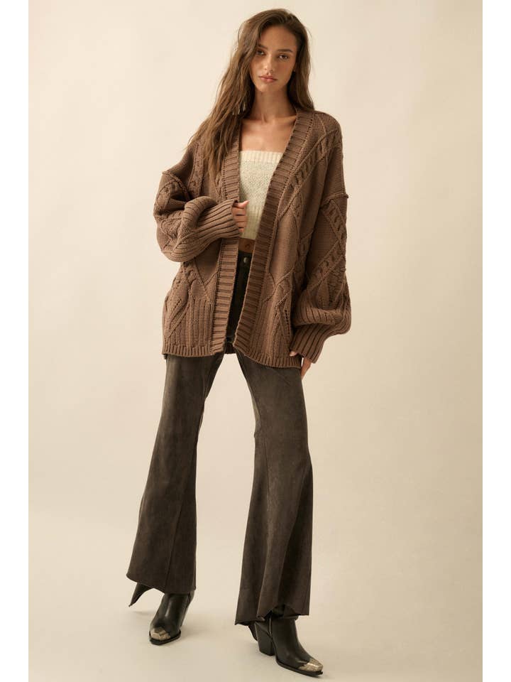 Promesa USA - Wholesale Cardigan – Women’s - Cable-Knit Oversize Balloon-Sleeve Cardigan9