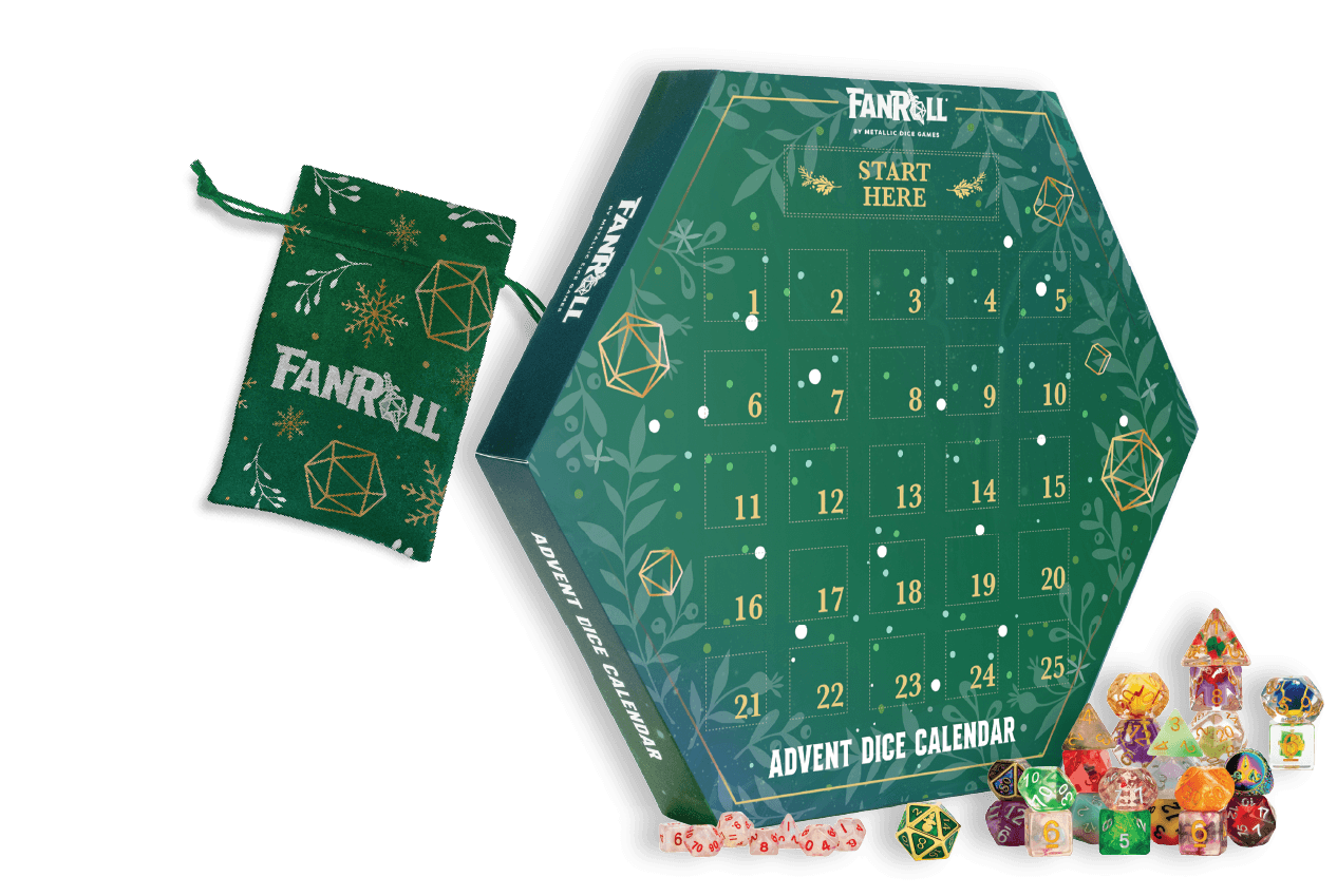 FanRoll by Metallic Dice Games - Wholesale Advent Calendar - FanRoll Holiday Dice Advent Calendar 2025 (4 sets of dice)1