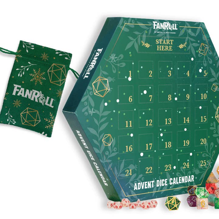 FanRoll by Metallic Dice Games - Wholesale Advent Calendar - FanRoll Holiday Dice Advent Calendar 2025 (4 sets of dice)1