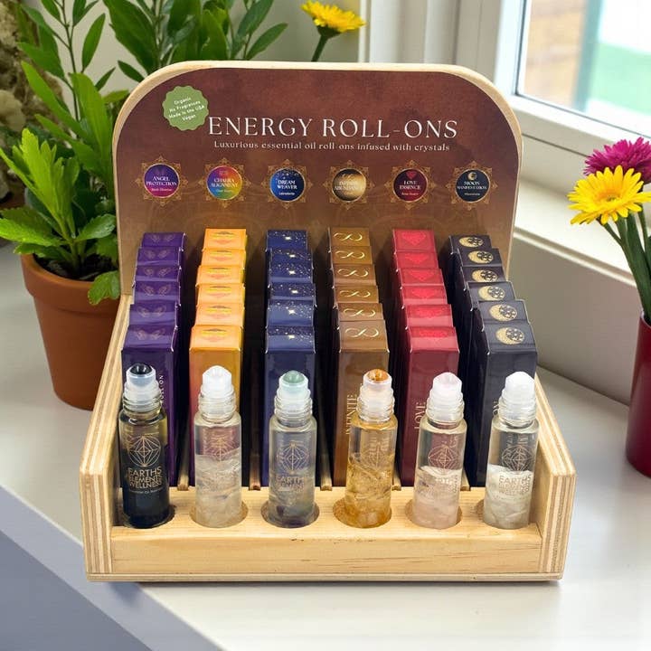Ensemble de roll-on cristaux aux huiles essentielles - Ensemble de 42 pièces pour la vente par Earths Elements Wholesale