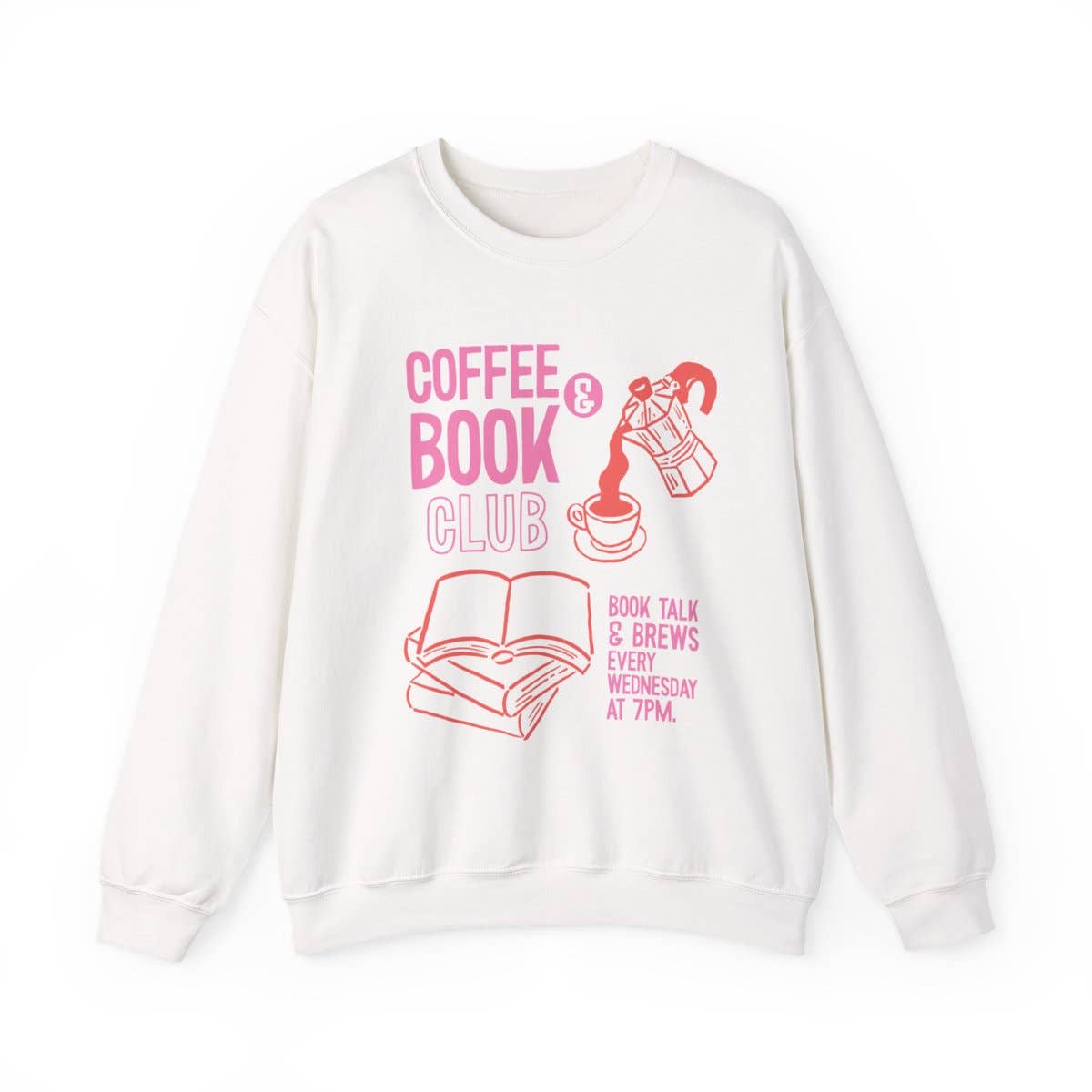 MagicMerchEmporium - Wholesale Graphic Sweatshirt - Unisex - Coffee And Book Club Talk And Brews Sweatshirt0