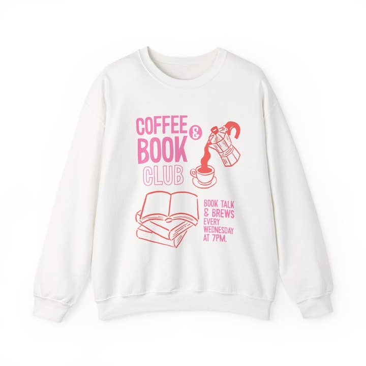 MagicMerchEmporium - Wholesale Graphic Sweatshirt - Unisex - Coffee And Book Club Talk And Brews Sweatshirt