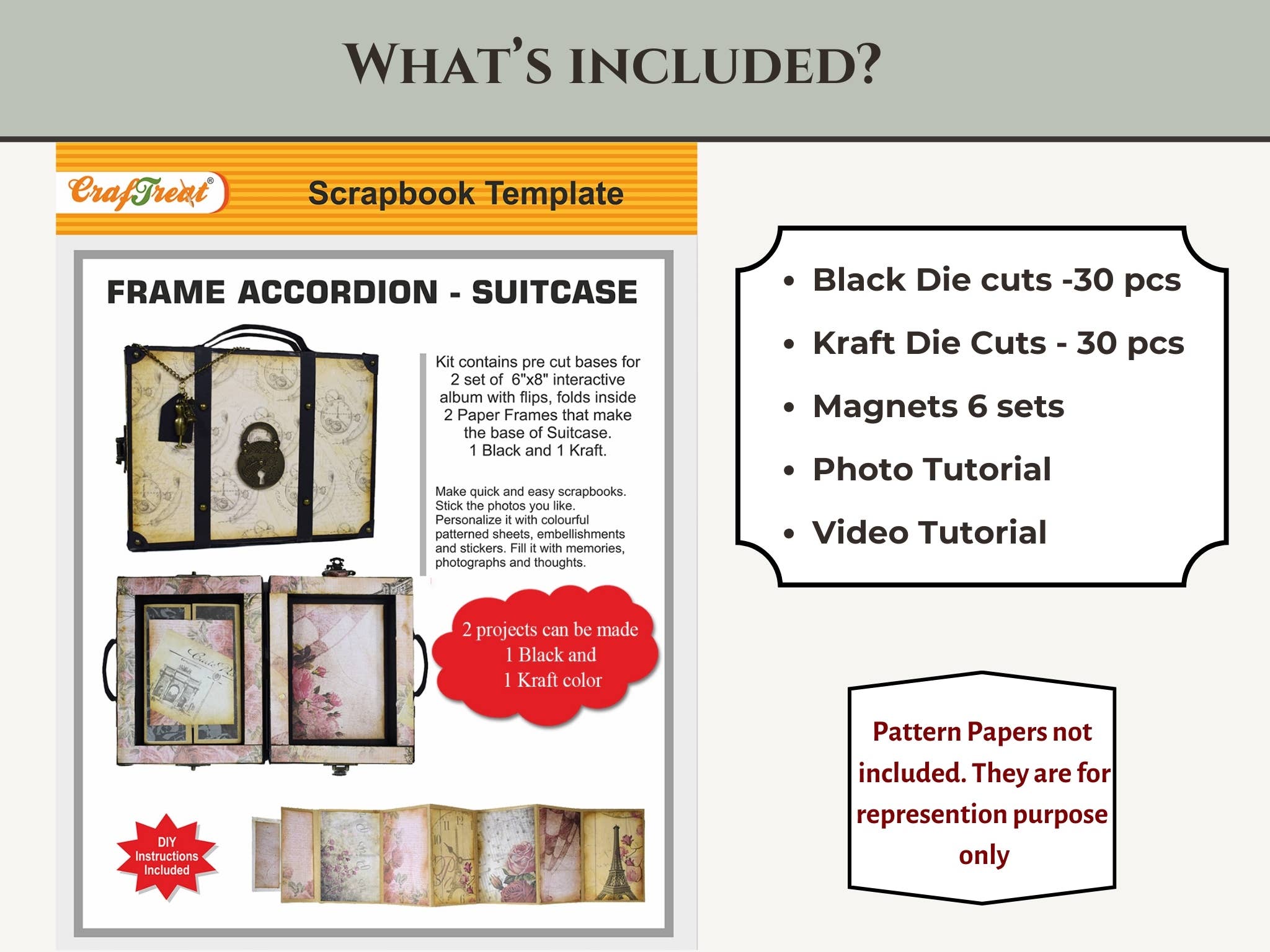 CrafTreat - Wholesale Scrapbook - CrafTreat Suitcase DIY Scrapbook Blanks - Black & Kraft1