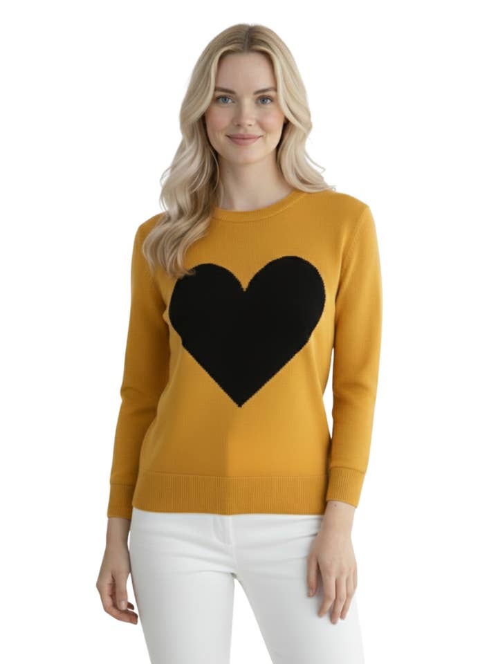 Mak - Vente Pull en maille – femme - Pull à col rond en chenille à manches 3/4 en forme de cœur MK359544