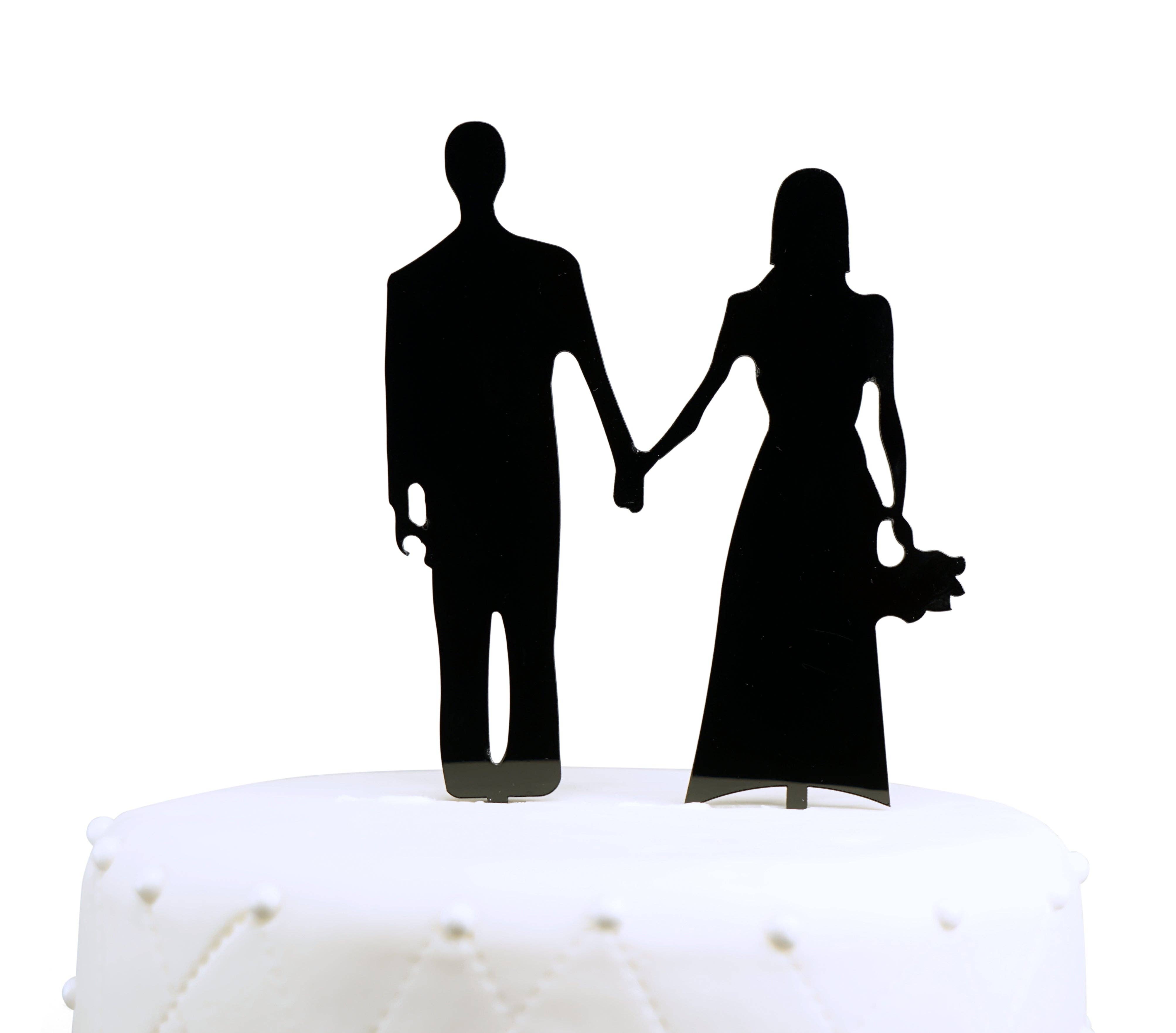 17 Main - Wholesale Cake/Cupcake Topper - Wedding Couple Silhouette Acrylic Cake Topper0