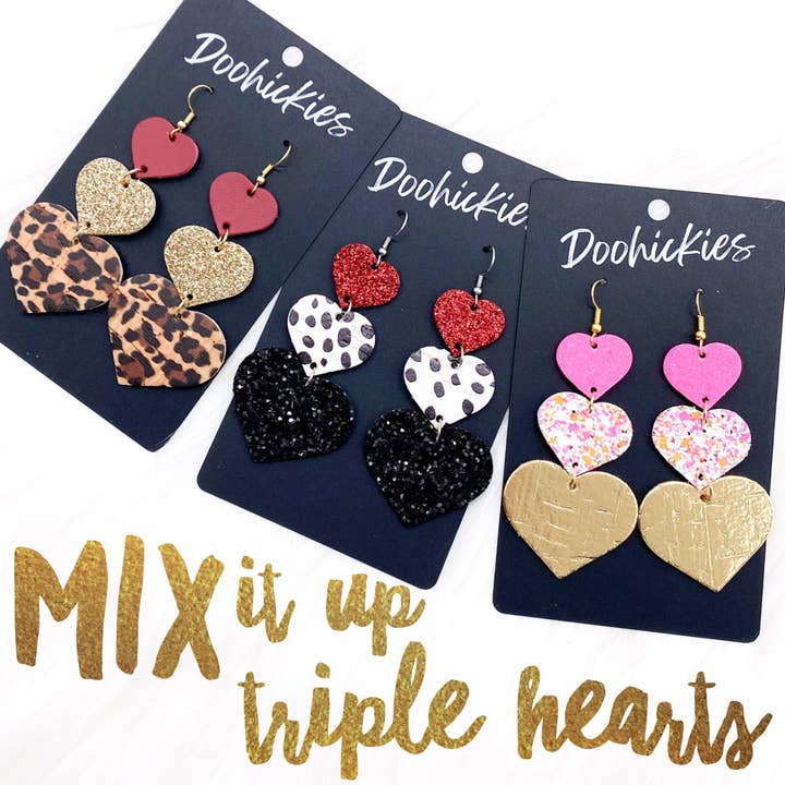 Pendientes de Corazones en Cascada de 3,5" Mix it up - San Valentín para venta al por mayor de Doohickies
