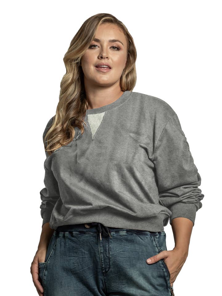 Women's Plus Size Long Sleeve Ruched Pullover Sweatshirt for wholesale by Standards & Practices