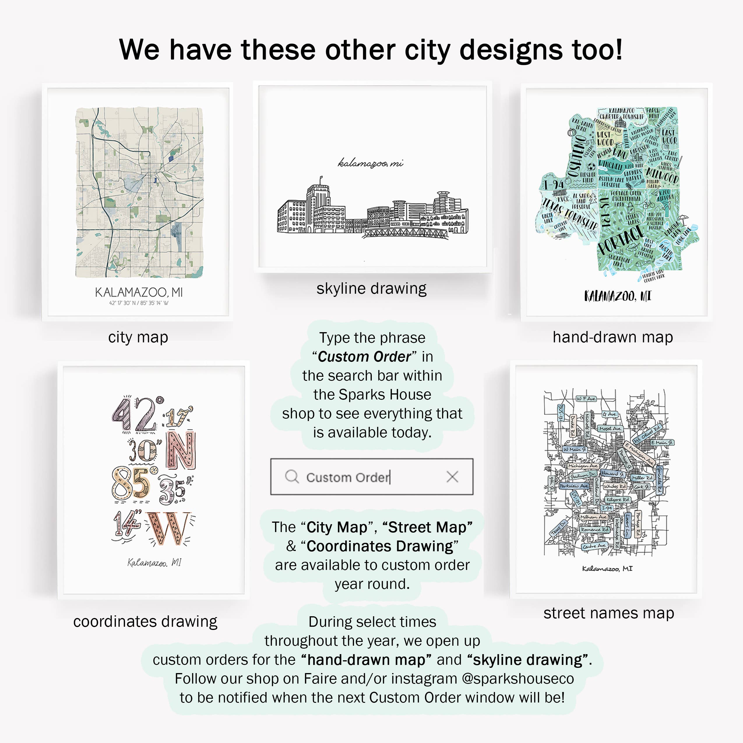 Sparks House Co. - Wholesale Art Print - City Map Print - Your City - Custom Order - Customizable17