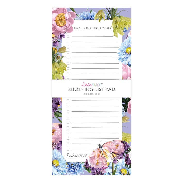 Bloc de notas magnético de tareas – Diseño de mariposa botánica de Lola Design para venta al por mayor de Lola Design Ltd