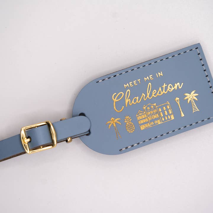 Letter + Leather - Wholesale Luggage tag - Charleston Luggage Tag Wedding Favor or Travel Souvenir Gift4