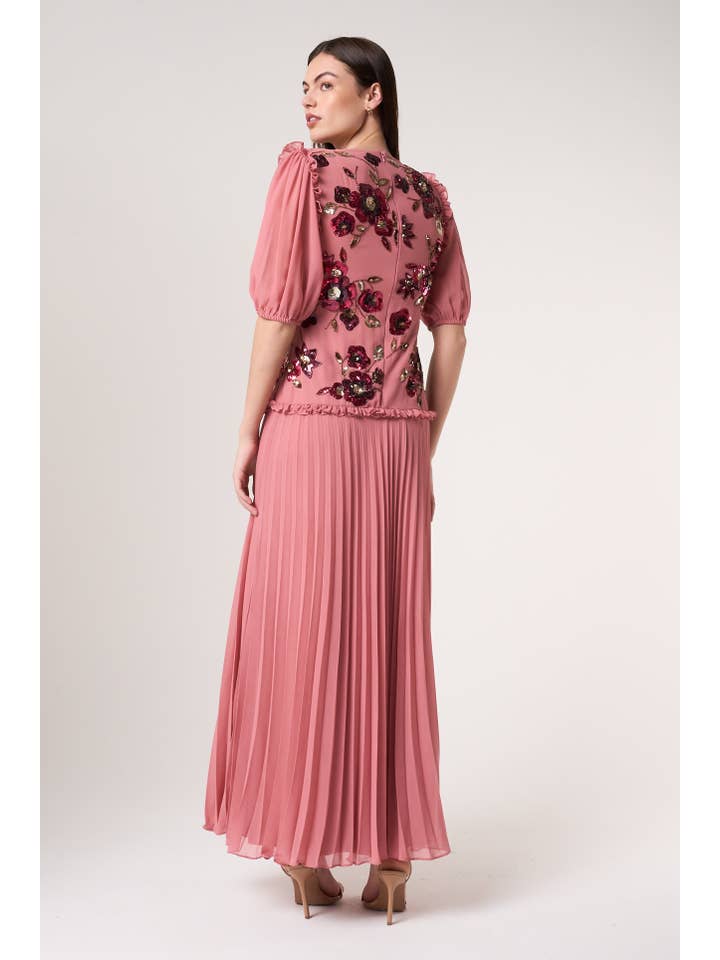 Teresa Pink Floral Embellished Maxi Dress for wholesale on Faire4