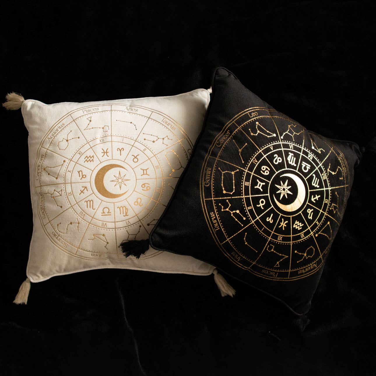 Something Different Wholesale – wholesale Throw/decorative pillow – 35cm Square Black Astrology Wheel Cushion4