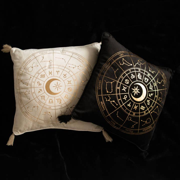 Something Different Wholesale - Wholesale Throw/Decorative Pillow - 35cm Square Black Astrology Wheel Cushion4
