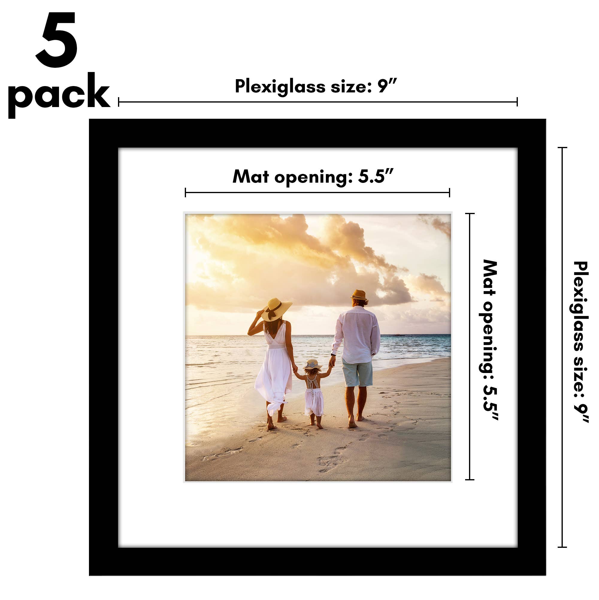 Americanflat - Wholesale Picture Frame - Americanflat 5 Pack Picture Frames With Mat Plexiglass Cover85