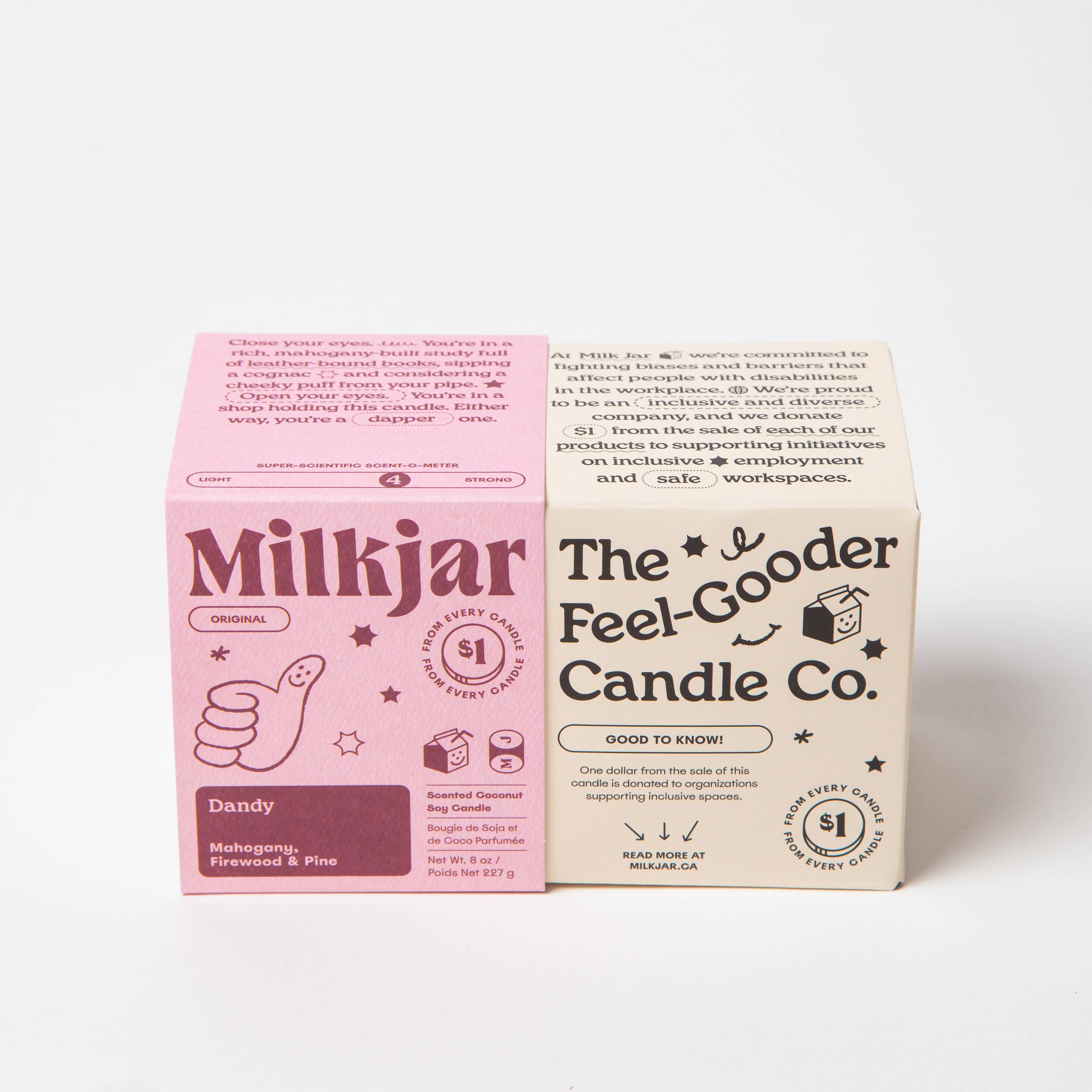Milk Jar Candle Co. - Wholesale Jar/Filled Candle - Dandy - Mahogany, Firewood & Pine Coconut Soy 8oz Candle5