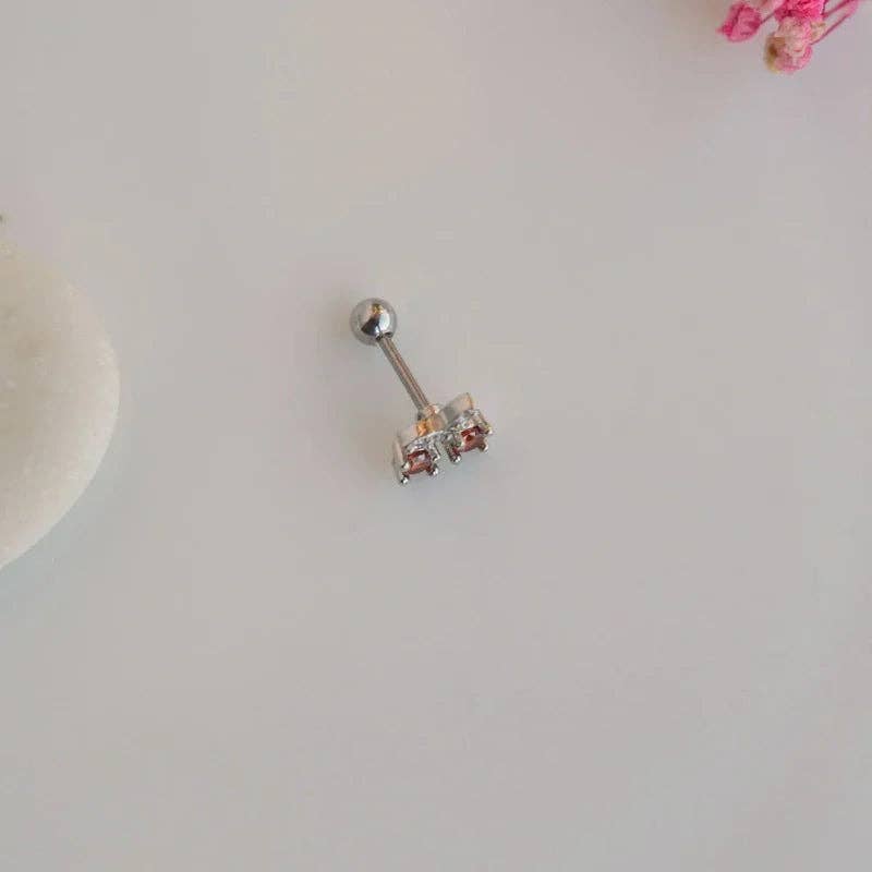 StockJWL - Wholesale Single Earring - Cherry Tragus Piercing for Helix, Cartilage, and Lobe - Gold and Silver9