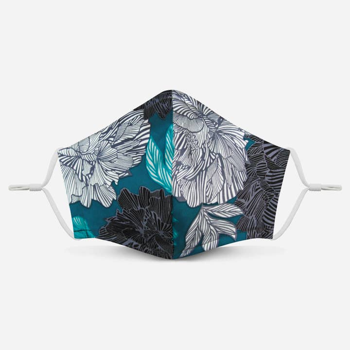 Unity Mask 2.0 w/ Filter Pocket (Teal Floral) for wholesale by Pocket Square Clothing