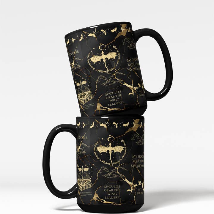 MagicMerchEmporium - Wholesale Coffee Mug - Fourth Wing Black & Gold Mug3
