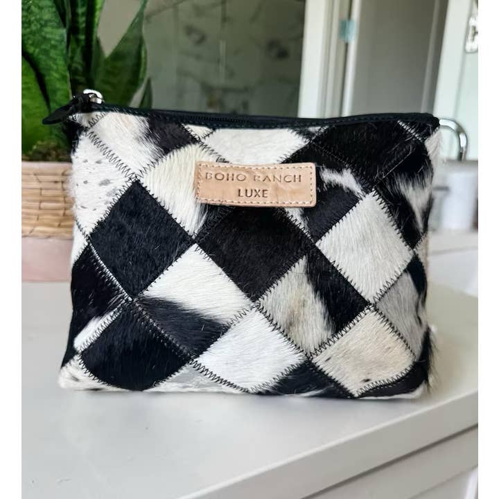 Boho Ranch Shop - Wholesale Makeup/Cosmetic Bag - BOHO LUXE MAKEUP bag Genuine Hair On travel