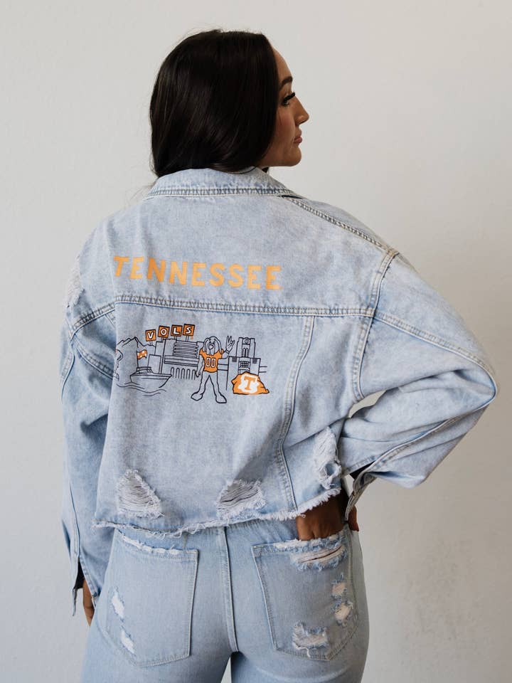 Chaqueta vaquera clásica Skyline del campus de la Universidad de Tennessee para venta al por mayor de Rivalry Runway