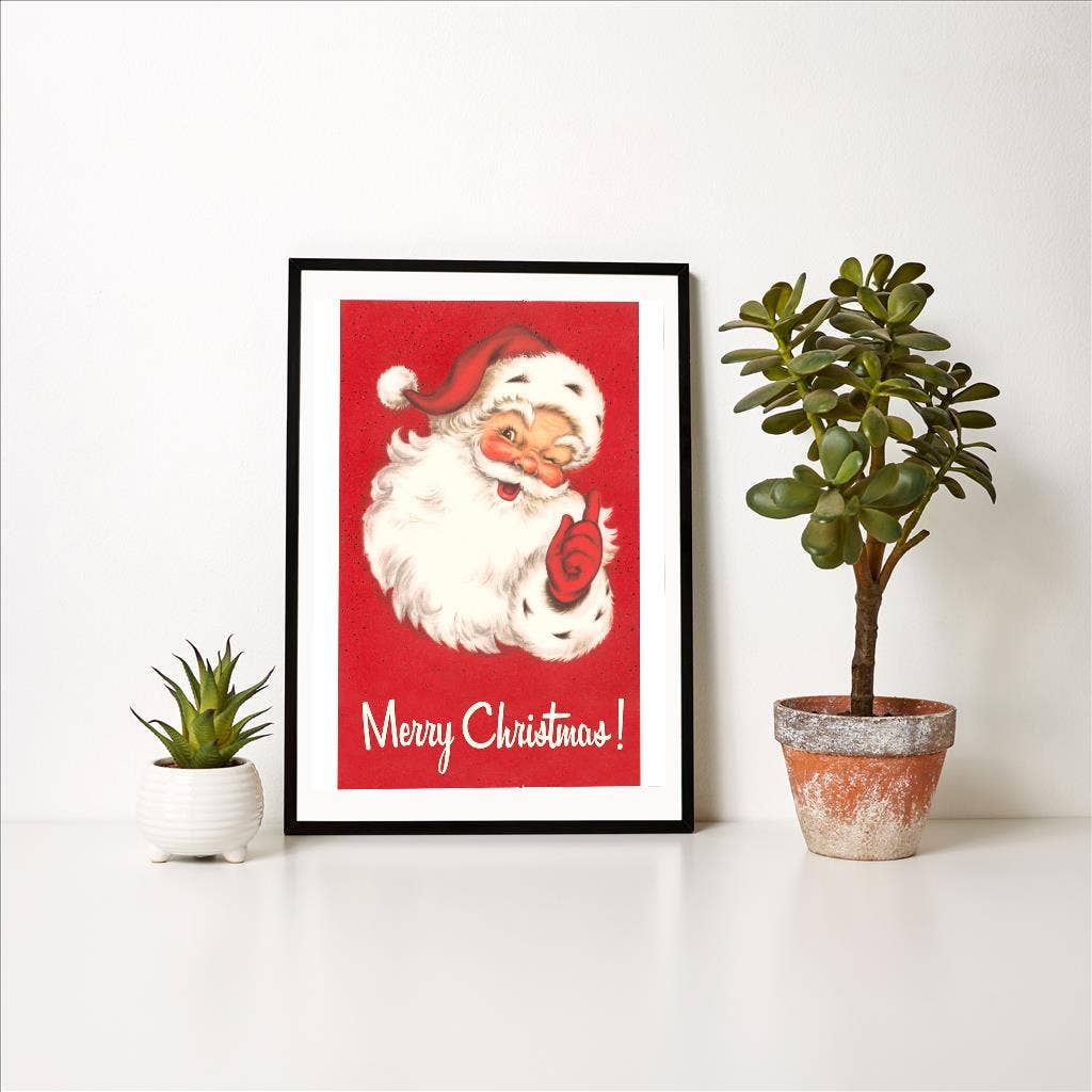 Found Image Press - Wholesale Art Print - Art Print MC-362 Merry Christmas. Winking Santa Claus1