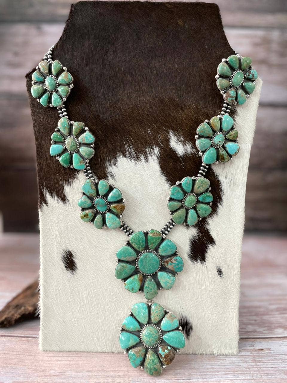 Nizhonitradersllc - Wholesale Beaded/Pearl Necklace - Handmade Sterling Silver Mantis Turquoise Beaded Necklace with Signed Nizhoni