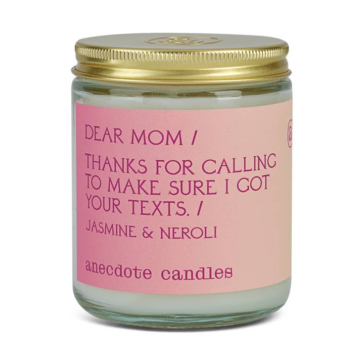 Dear Mom (Jasmine & Neroli) Glass Jar Candle for wholesale by Anecdote Candles