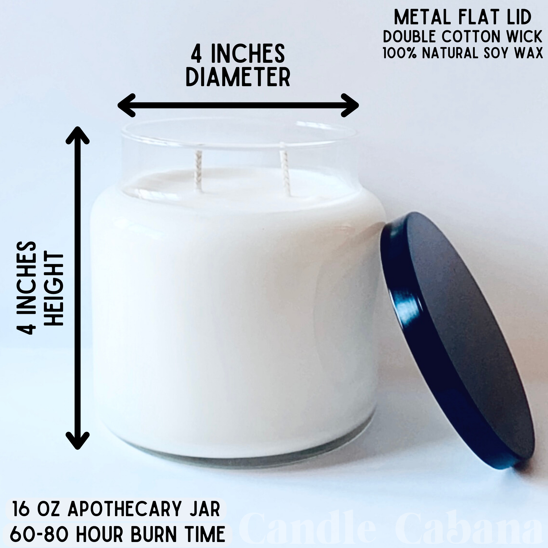 Candle Cabana – Vela em jarro/copo por atacado – Vela de soja sem rótulo de 16 onças - etiqueta própria - frasco de vidro - a granel2