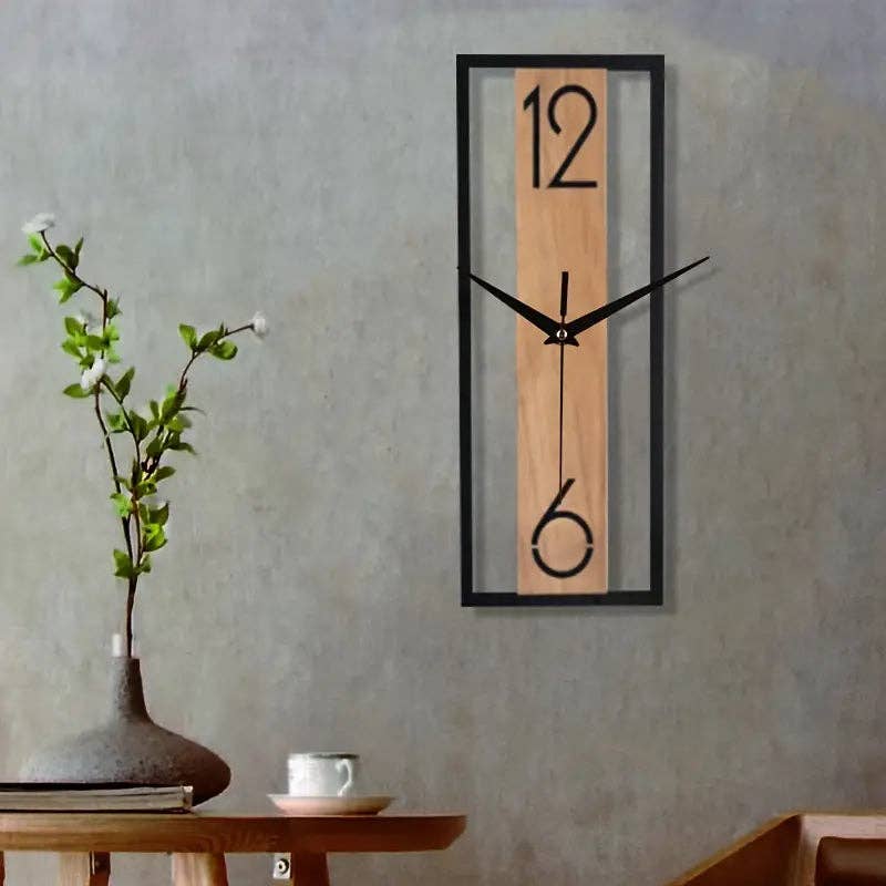 Huis Van Merken - Wholesale Wall Clock - Wood Grain Wall Clock - Rectangular, Home & Office Decor0