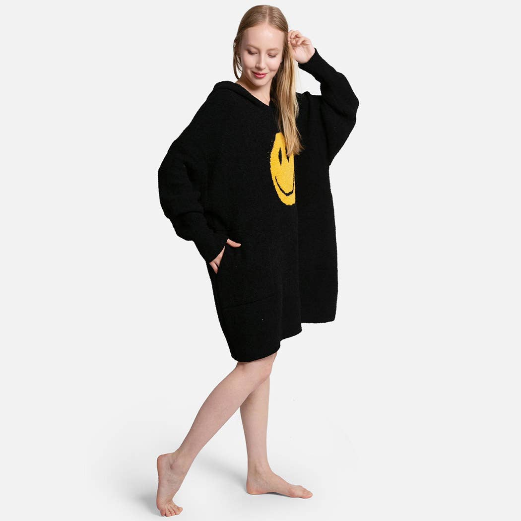 Fashion City - Wholesale Hoodie - Women's - Hooded Happy Face Snuggie with Pocket4