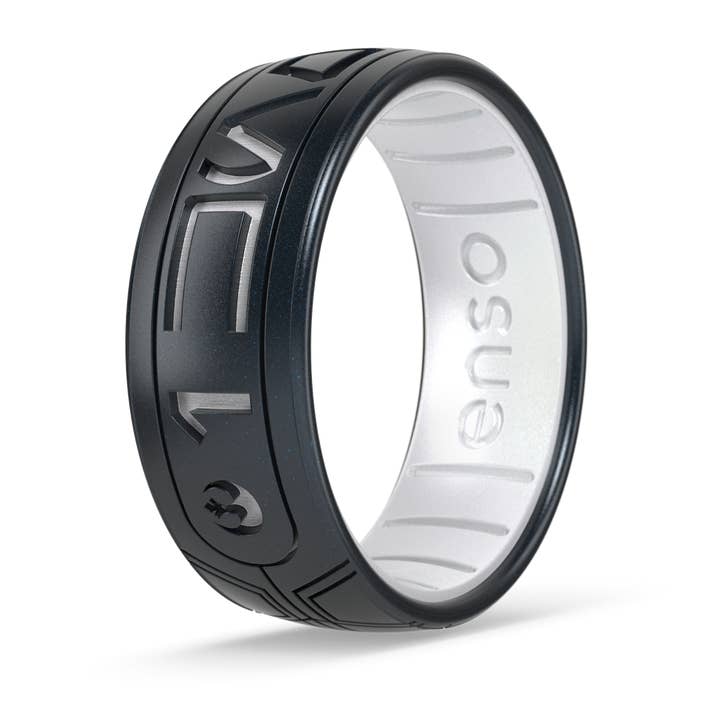 Enso Rings - Wholesale Band/Stacked Ring - Star Wars Silicone Ring - I Know (Aurebesh) - Black Pearl/Pearl