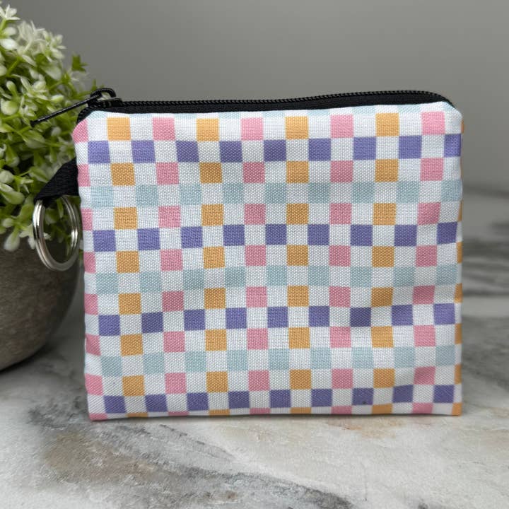 Mini Pouch - Checkered Rainbow for wholesale by Hive Supply