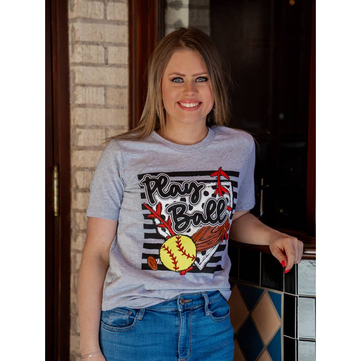 Play Ball Stripes - Softball Tee for wholesale by Spirit to a Tee