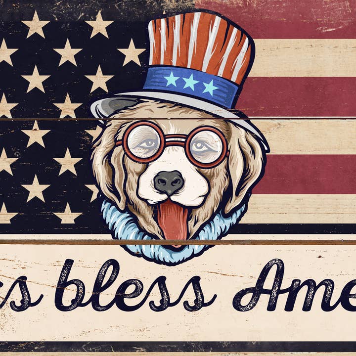 Segno di ghirlanda, segno patriottico cane, targa metallica 15,2 x 30,5 cm, DECOE-476, DecoExchange, cartello per ghirlanda per la vendita all'ingrosso da parte di DecoExchange