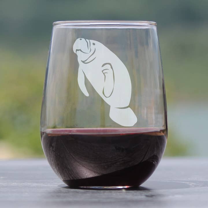 Manatee Stemless Wine Glass - Manatees Gifts and Decor for wholesale by bevvee