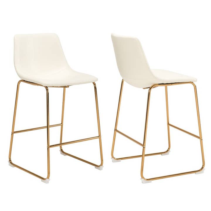 Sloane Counter Stool in Faux Leather & Gold Base for wholesale by Module Interior