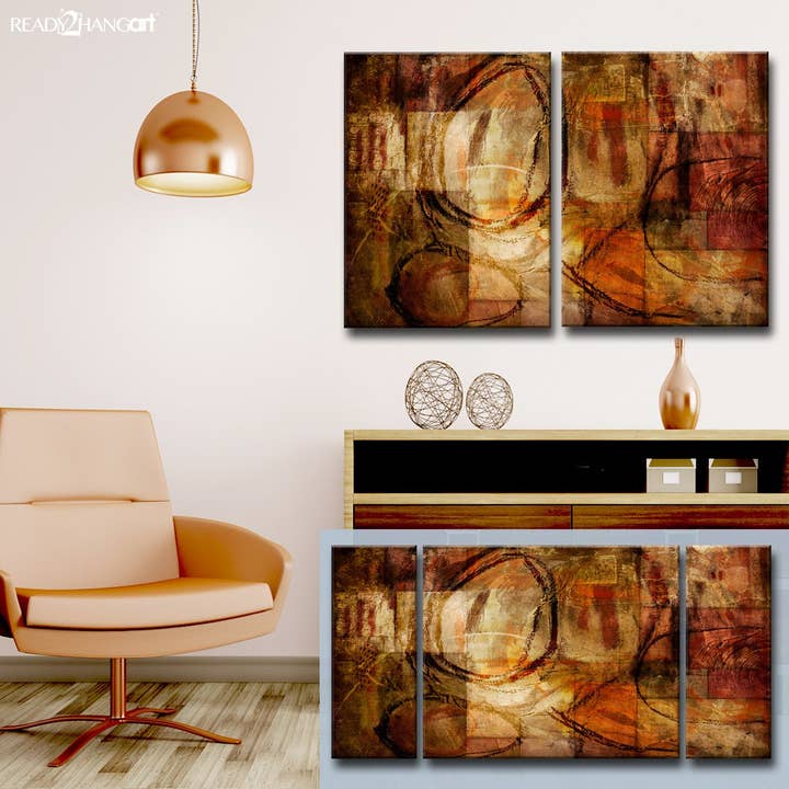 Earth Tone Abstract III' Oversized Canvas Wall Art Set for wholesale by Ready2hangart, Inc.