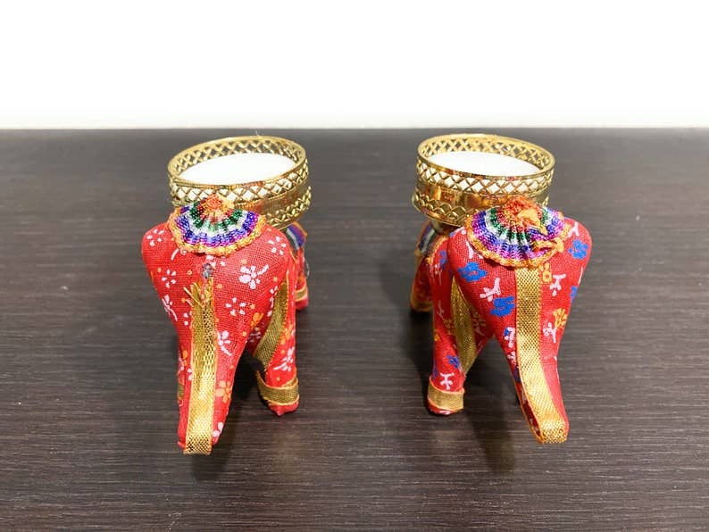 El'Cobre-Ecozonelifestyle - Venta al por mayor Candelabros - Set de 2 portavelas artesanales en forma de elefante para vela tealight16