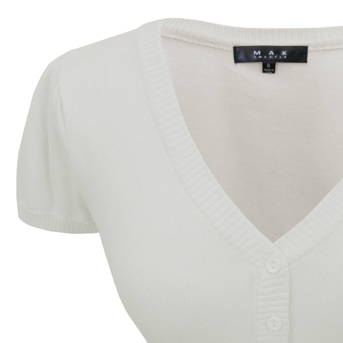 Mak - Vente Cardigan – femme - Cardigan boléro court à manches courtes bouffantes et col en V HB213719