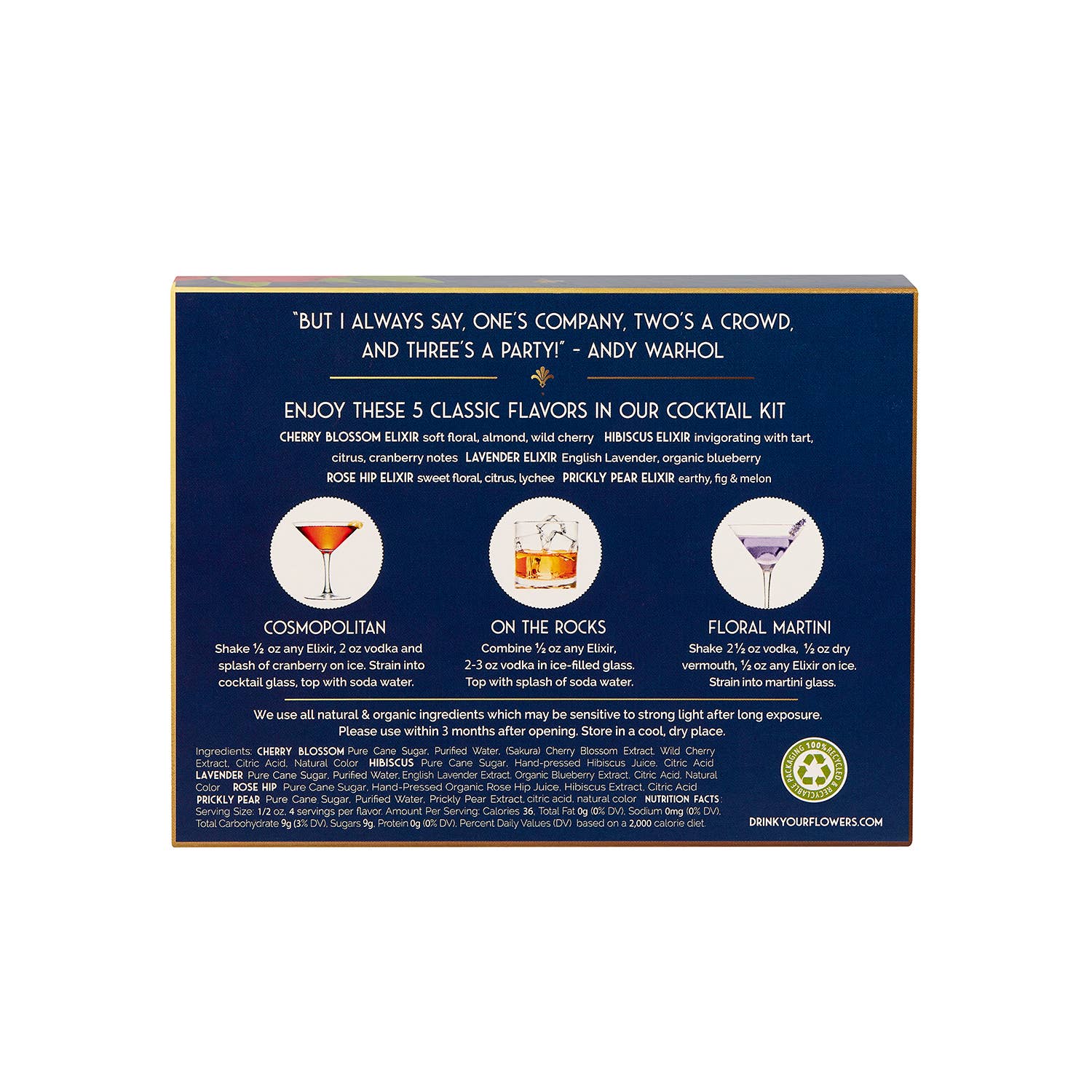 Floral Elixir Co. - Vente Mélange/sirop pour cocktails - Kit à cocktails pour amateurs de vodka. Paquet de 5 sirops de fleurs.3
