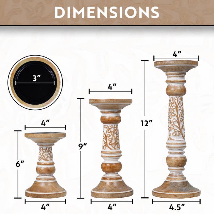 LuxeDesigns Co LLC - Wholesale Candle Holder - Candle Holders Wood - Hand Carved - Artisan Crafted1