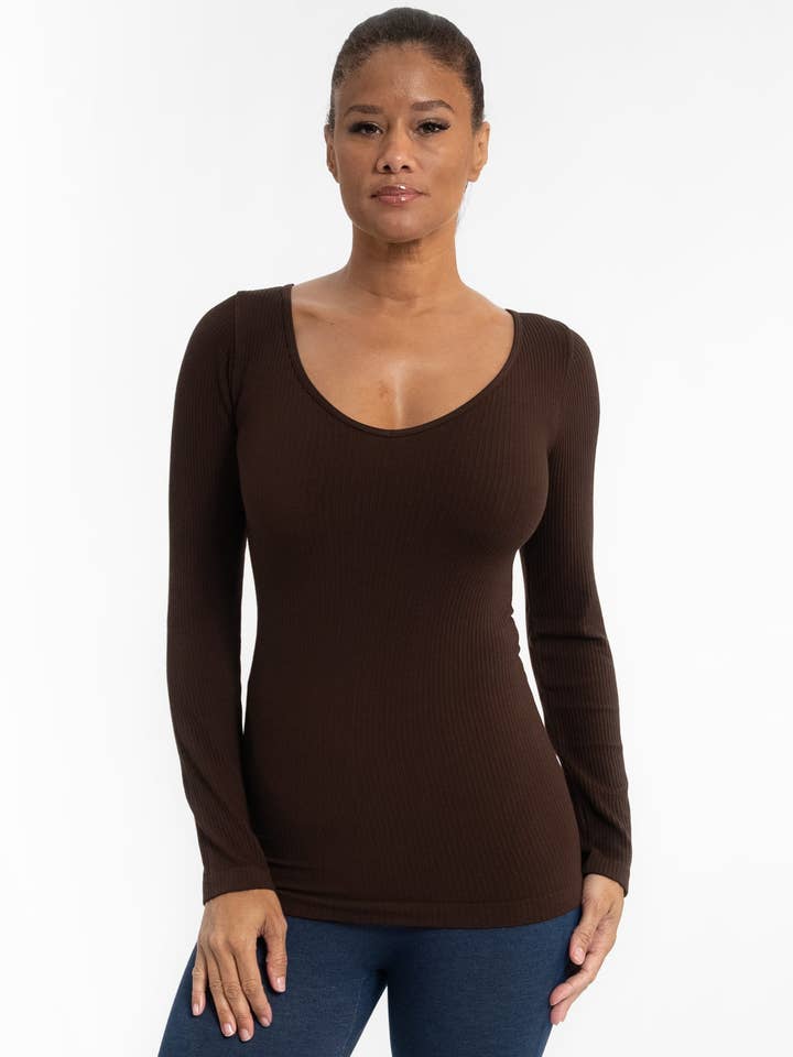 ELIETIAN - Wholesale Knit Top - Women's - Ribbed Reversible Long Sleeve38